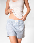 Ice Blue Striped - Boyfriend Boxers