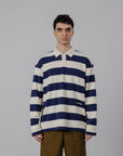 Striped LS Polo - Navy/OW