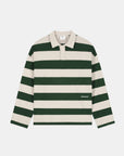 Striped LS Polo - Forest Green/OW