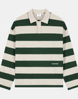 Striped LS Polo - Forest Green/OW