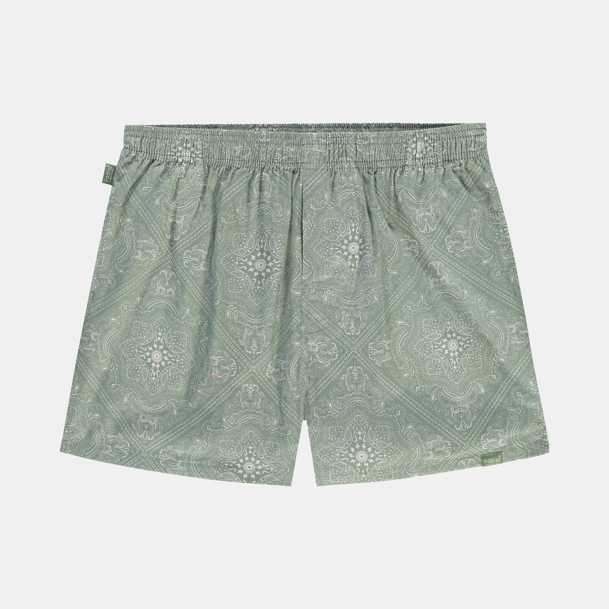 2-Pack Paisley boxer shorts by Pockies, green Paisley pair, front view